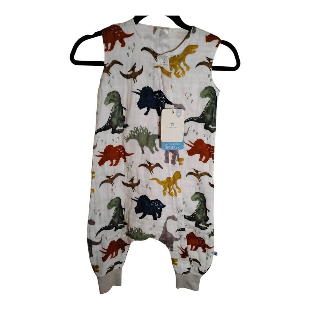 Little Unicorn White Dinosaur Print Onesie Romper Size XL‎ - Picture 2 of 6